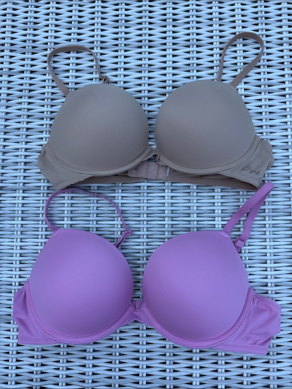PINK Victoria's Secret Molded T-Shirt Bras in Nude & Lilac